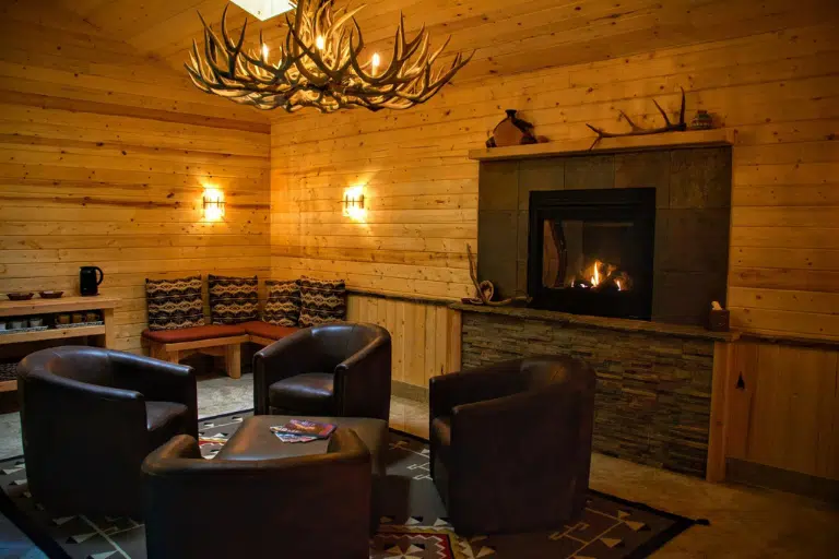 Cozy spa Waiting room with fire place