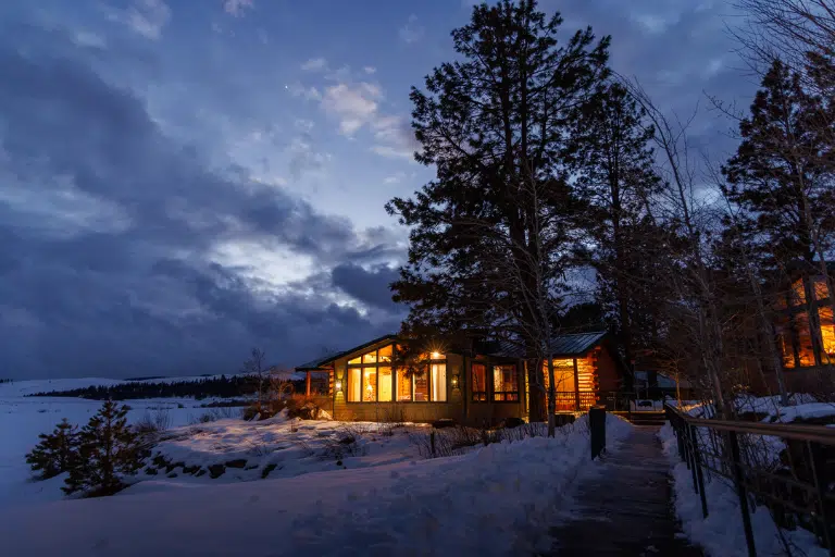 Cabin Lights at Night